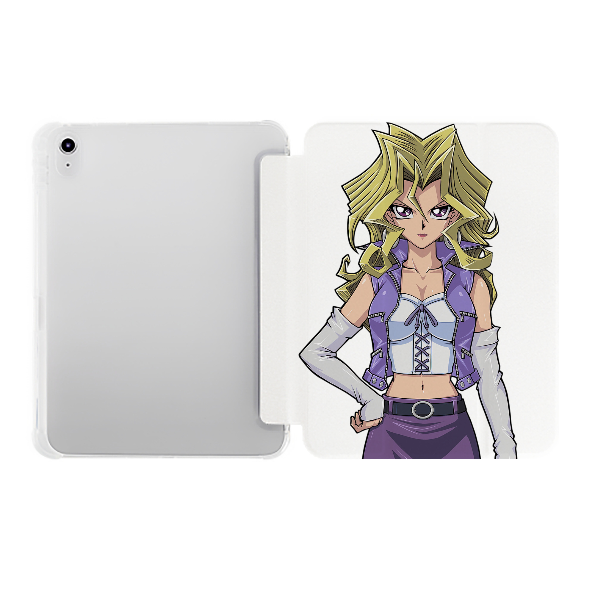 （画像用） 遊☆戯☆王 Yu-Gi-Oh! IPad ケース ペン収納付き 三つ折りスタンド PUレザー×シリコン 対応機種9.5/10.5/10.9インチ